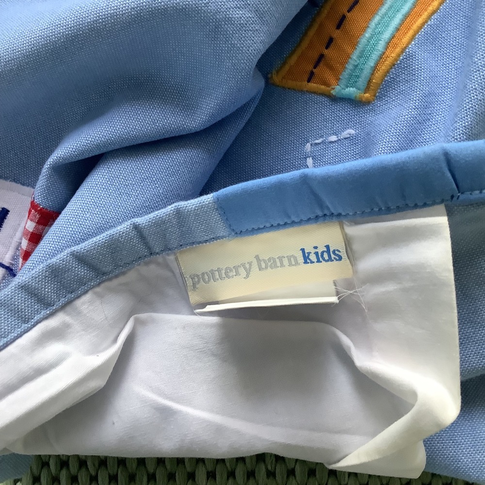 Pottery Barn Kids Sailboat Embroidered Window Valance Nautical Blue Fish Nursery - Picture 7 of 7